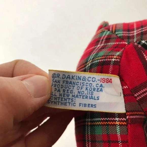 Vintage Dakin Plaid Red Teddy Bear 1984 Plush Toy - Picture 9 of 9